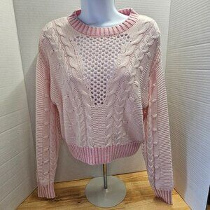 NWT Sincerely Jules Pink Sweater, cable knit, Size Small
